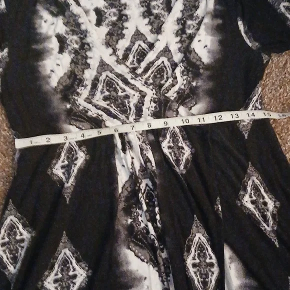 Soma womens black and white abstract pattern wrap midi dress size large - Picture 11 of 12